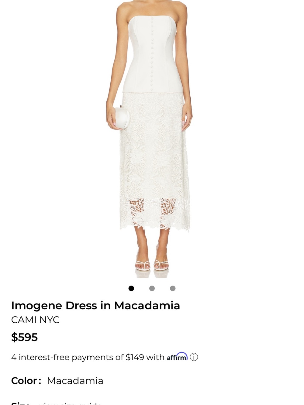 Cami NYC Macadamia Strapless Lace Midi Dress